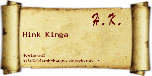 Hink Kinga névjegykártya